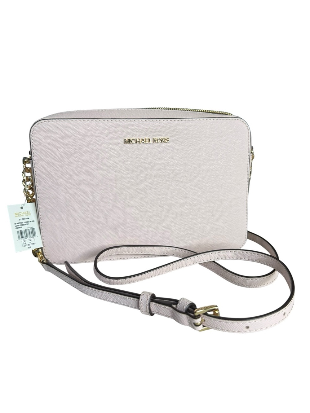 Michael Kors Pale Pink Saffiano Leather Crossbody with Gold Hardware